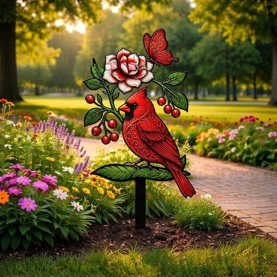 🐦Kardinal-Kunst-Gartenstecker💥