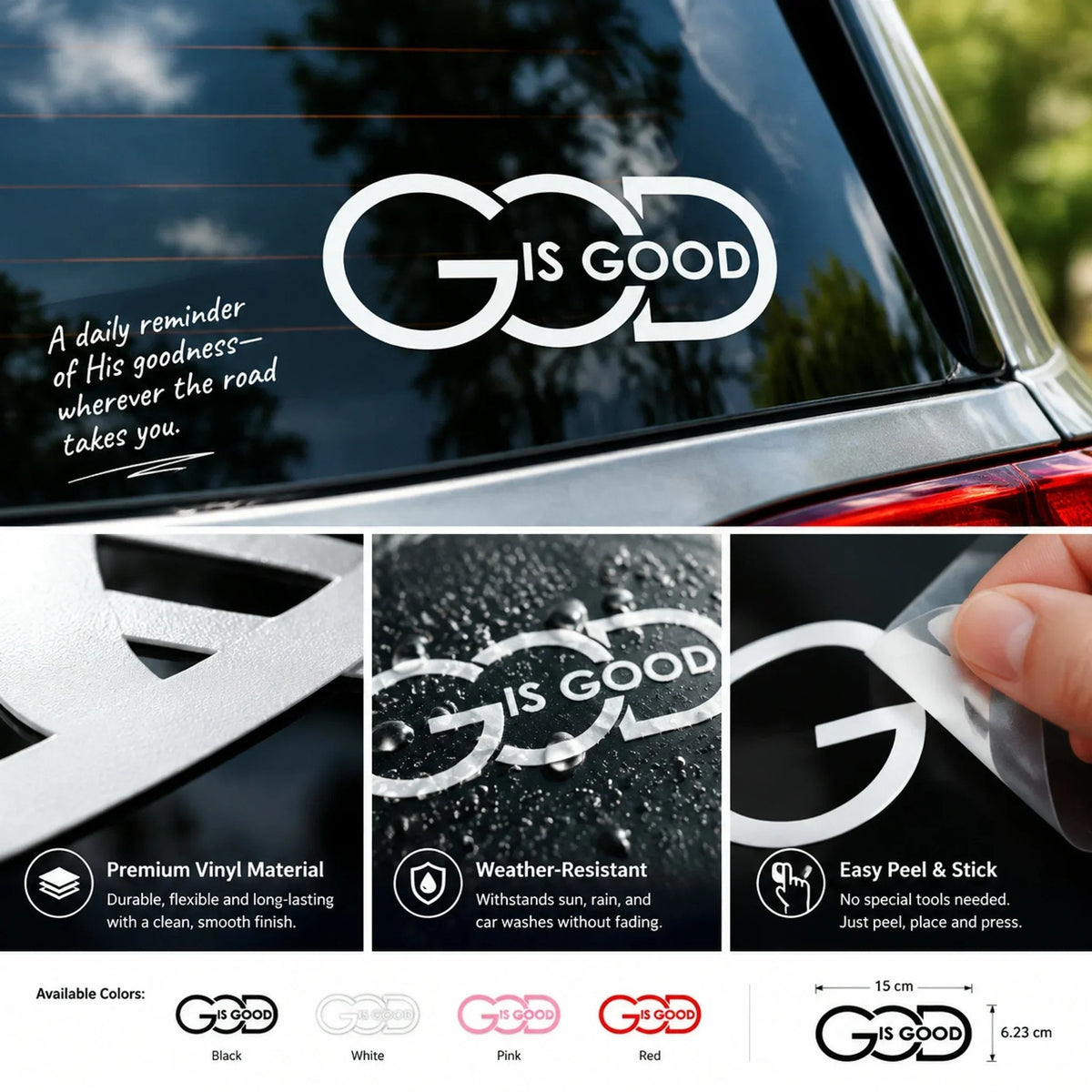 🙏 "God Is Good" Christian Car Decal Sticker | Premium Religious Décor