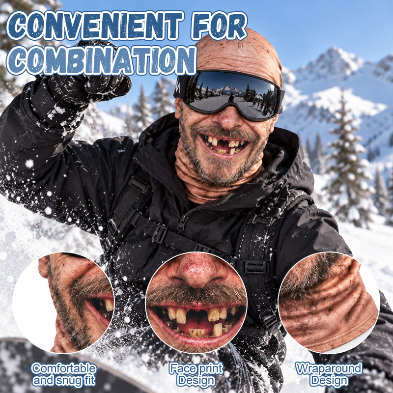 🎿 Funny Realistic Face Ski Balaclava | Slopes Party Winter Group Gear