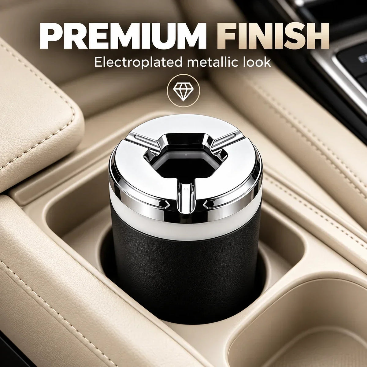 🚗 Premium Car Ashtray – Rotating Sealed Lid & Heat-Resistant Ceramic Inner Liner