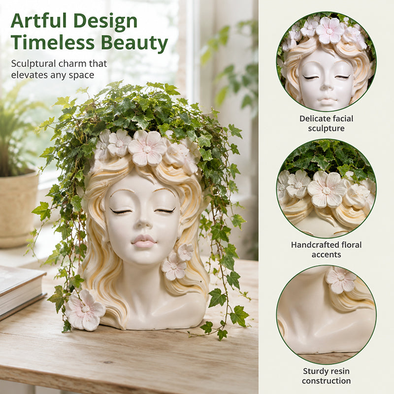🌸Goddess Head Plant Pot | Decorative Indoor Outdoor Flower Planter for British Gardens