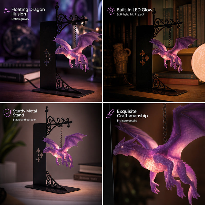 🐉 Limited Offer | Magical Floating Dragon Bookshelf Lamp – Fantasy LED Dragon Night Light For Kids & Adult Bedrooms
