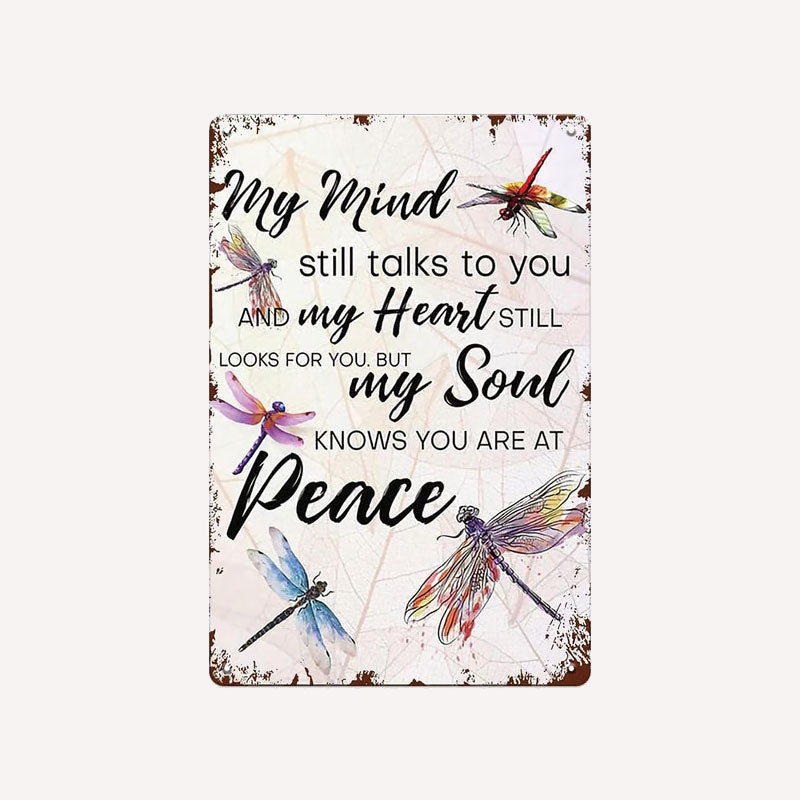 Vintage Dragonfly Sympathy Metal Wall Plaque – Gentle Tribute Memorial Garden Decor