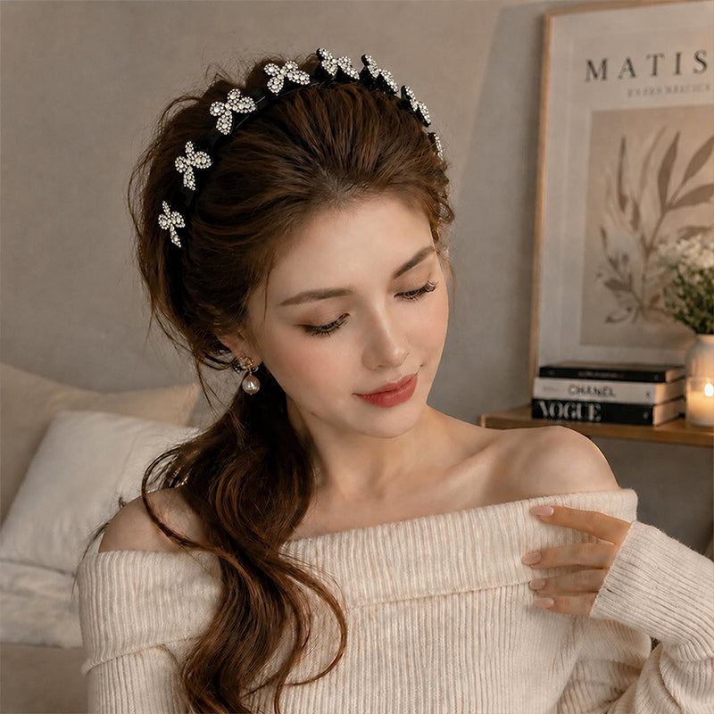 Sparkly Butterfly Wavy High Crown Volumising Headband – For Styling & Face Washing