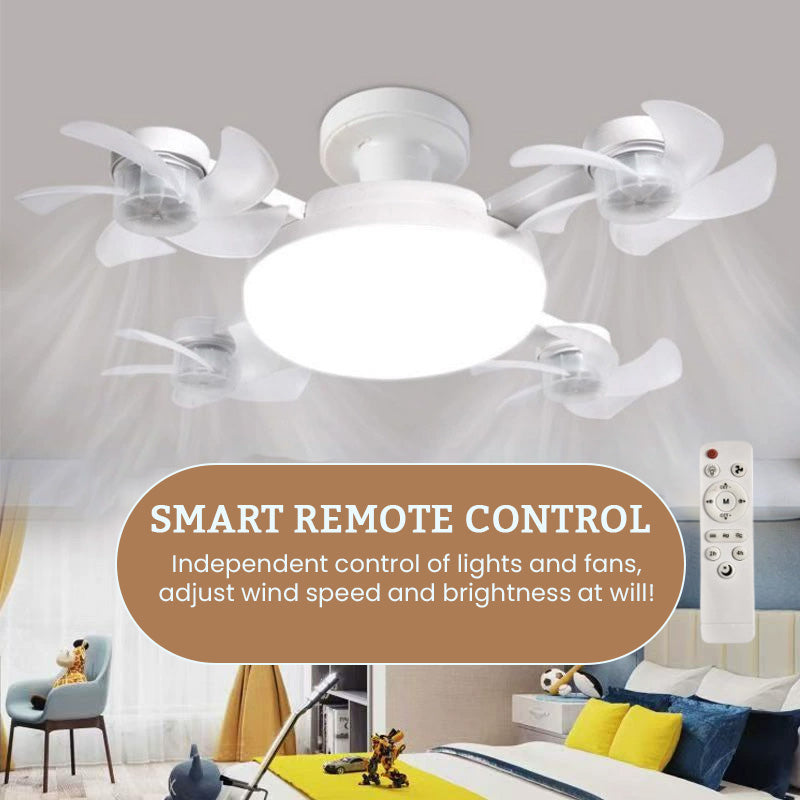Silent Drone-Style Ceiling Fan Light – Modern LED Bedroom Lighting