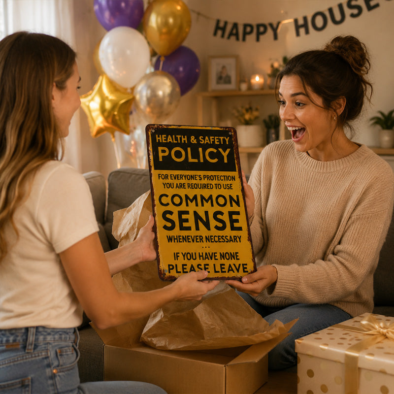 Funny "Common Sense" Health & Safety Policy Metal Wall Sign