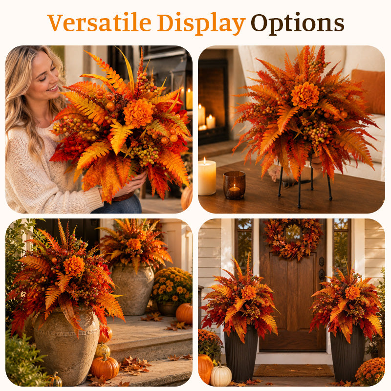 Autumn Harvest Floral Garden Stake Arrangement 🍁 | Fall Flower Ornament for Outdoor Garden Patio Decor