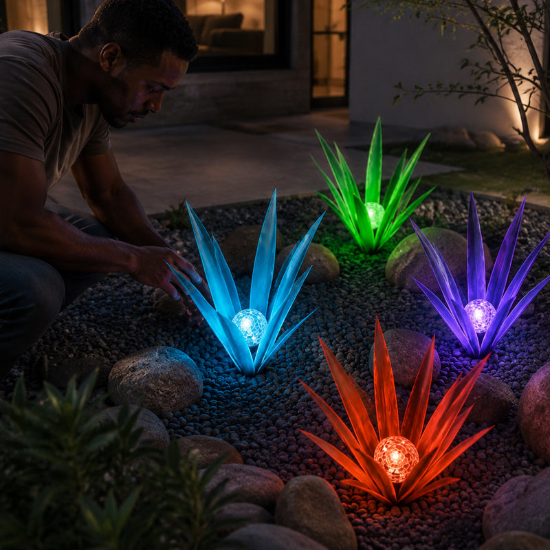 Metal Agave Solar‑Powered Light | Waterproof Outdoor Garden Ornament