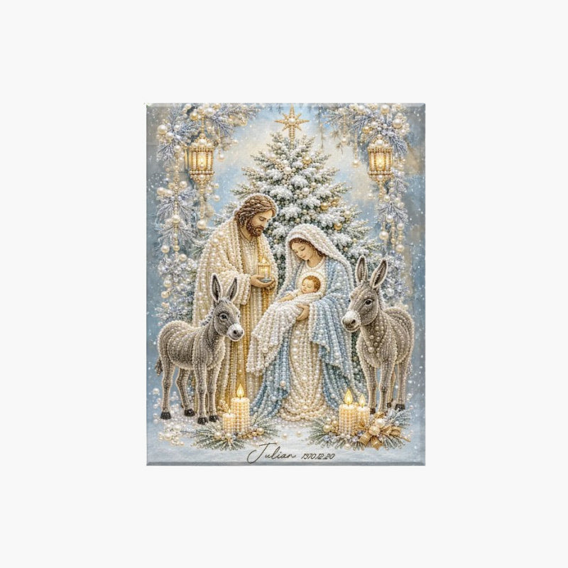 Christmas Nativity Scene Crystal Art Hanging Kit – Traditional Birth Of Jesus DIY Craft, Religious Seasonal Wall Home Decor