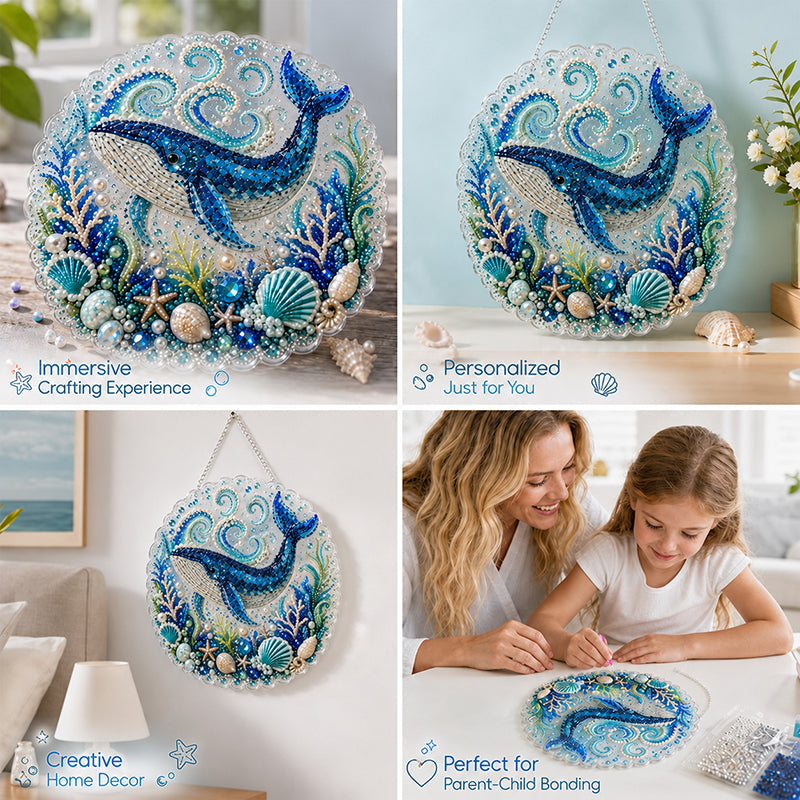 Handmade DIY Ocean Diamond Art Acrylic Hanging Plaque, Coastal Seaside Window Wall Decor For UK Homes