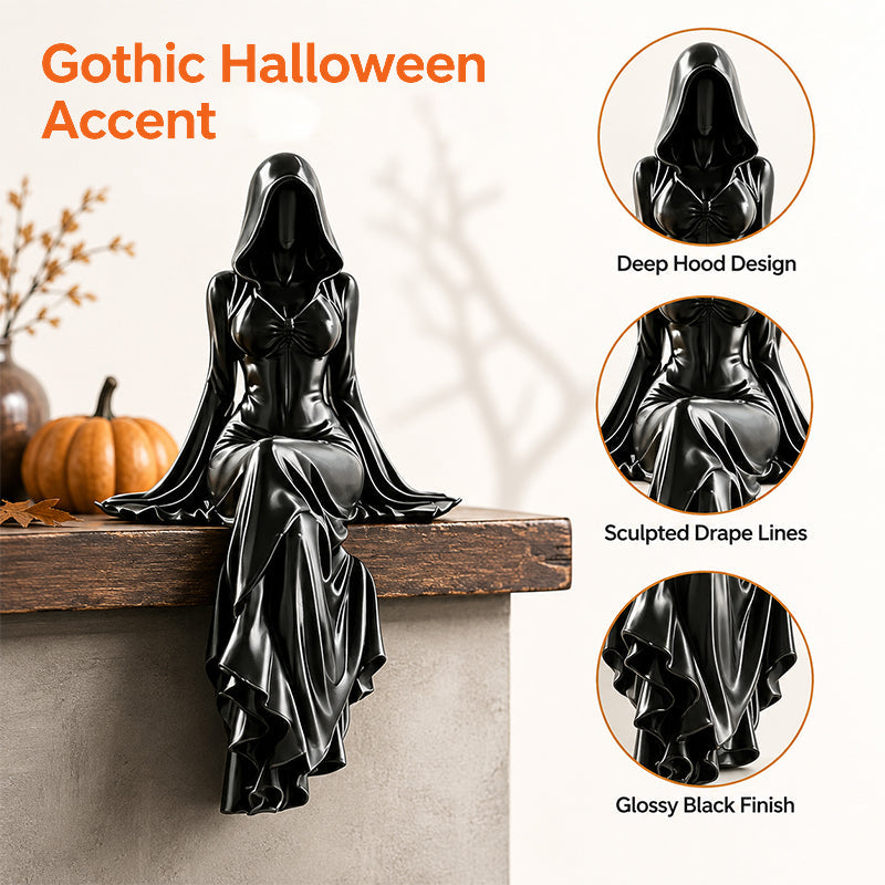 Lady Grim Reaper Sculpture – Gothic Hooded Figurine