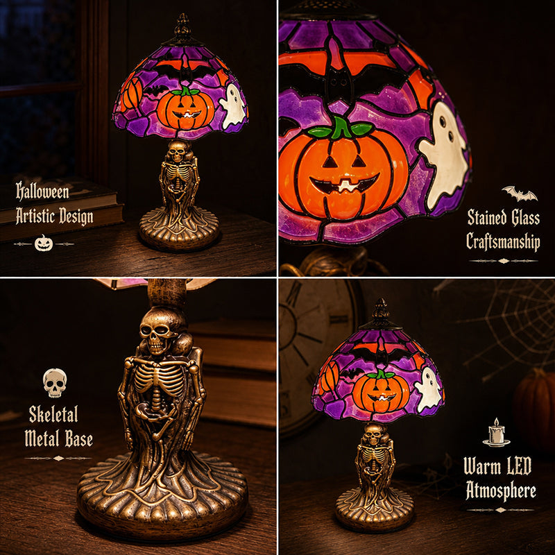 🎃 Spooky Halloween Table Lamp – Ghost, Bat & Pumpkin Glowing Ornament