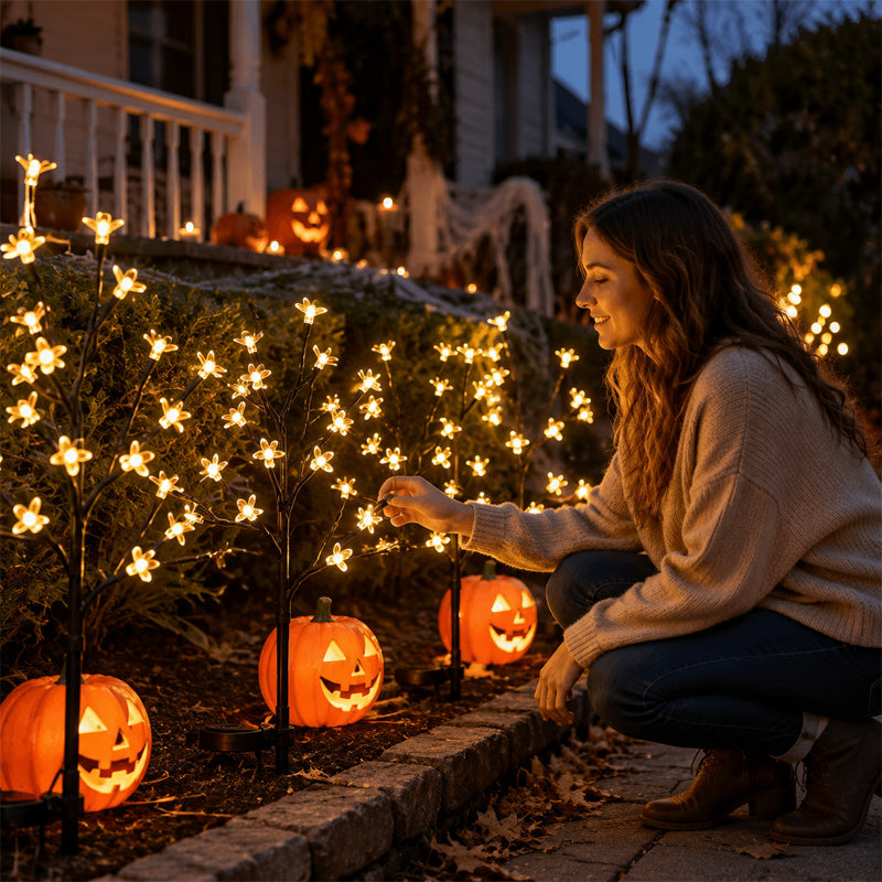 Solar Powered Halloween Twig Lights | Outdoor Pathway Decor