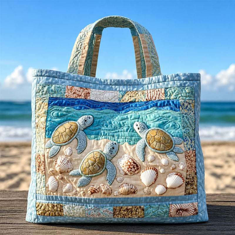Cosy Quilted Turtle Haven Shopper Tote Bag For Summer & Daily Errands