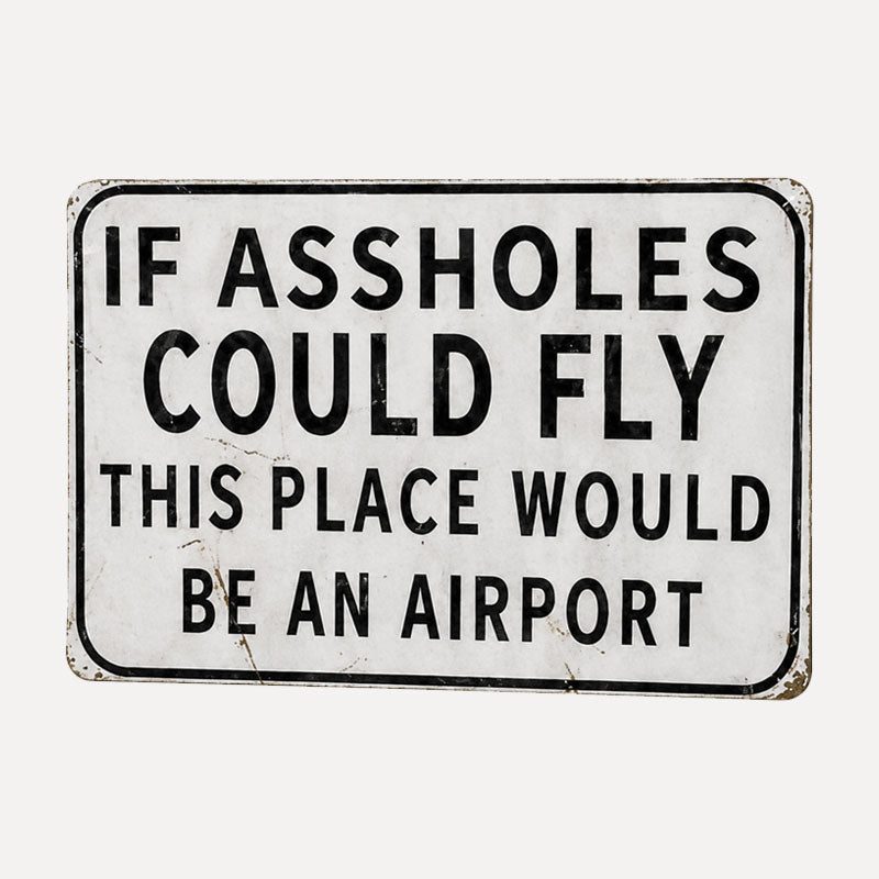 😏✈️ “If Jerks Could Fly” Vintage Metal Wall Sign | Bar & Man‑Cave Decor