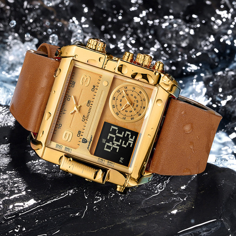 Elektronische Herren-Quarzuhr mit Dual-Display