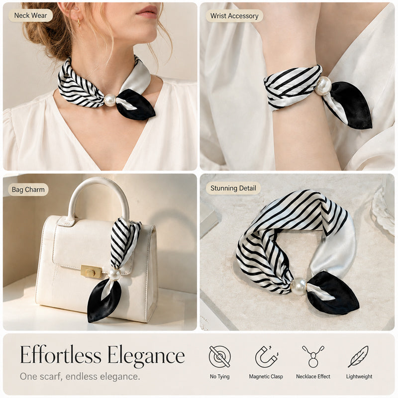 🤍 Pearl Scarf Necklace with Magnetic Clasp | Elegant Women’s Versatile Jewellery