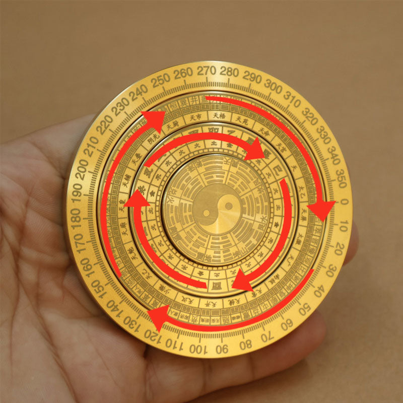 🧭 Brass Multi‑Ring Compass Ornament – Smooth Rotating Vintage Desktop Decor