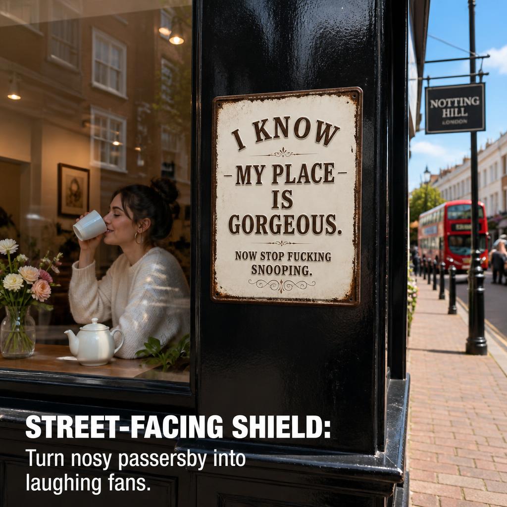 🏡 Cheeky Wall Sign | Playful Decor To Deter Unwanted Onlookers For British Homes