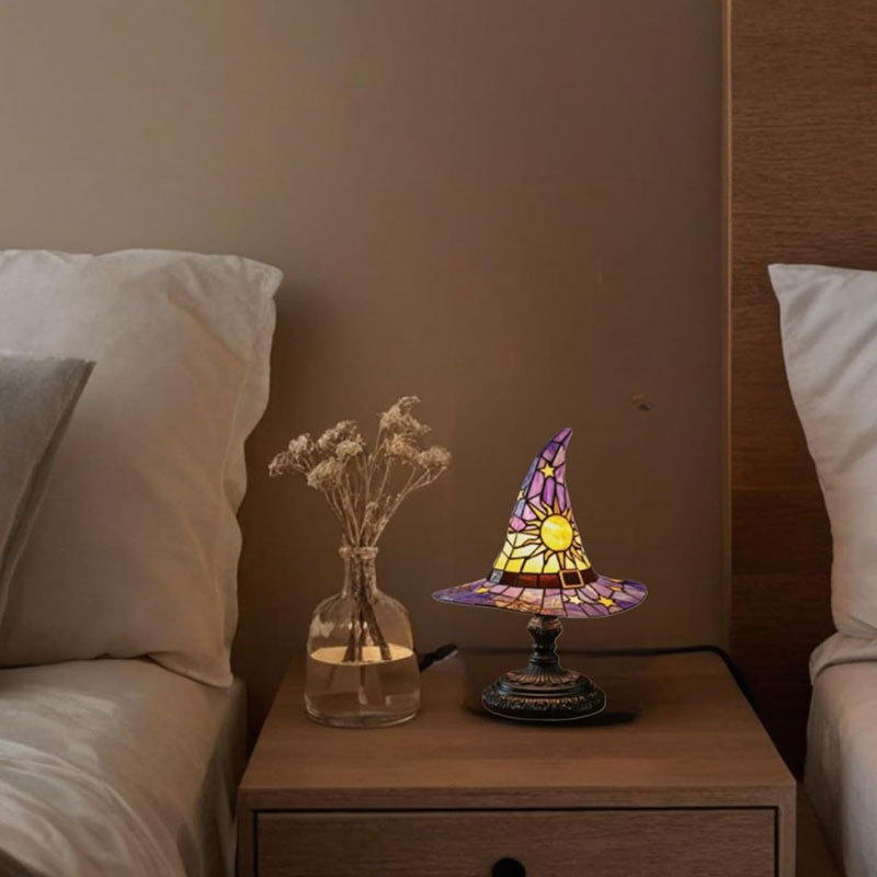Enchanting Stained Glass Witch Hat Night Lamp | Magical Warm Home Glow 🧙‍♀️