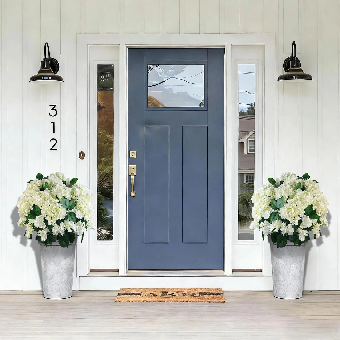 Weatherproof Outdoor Artificial Hydrangeas UV Waterproof Garden Decor