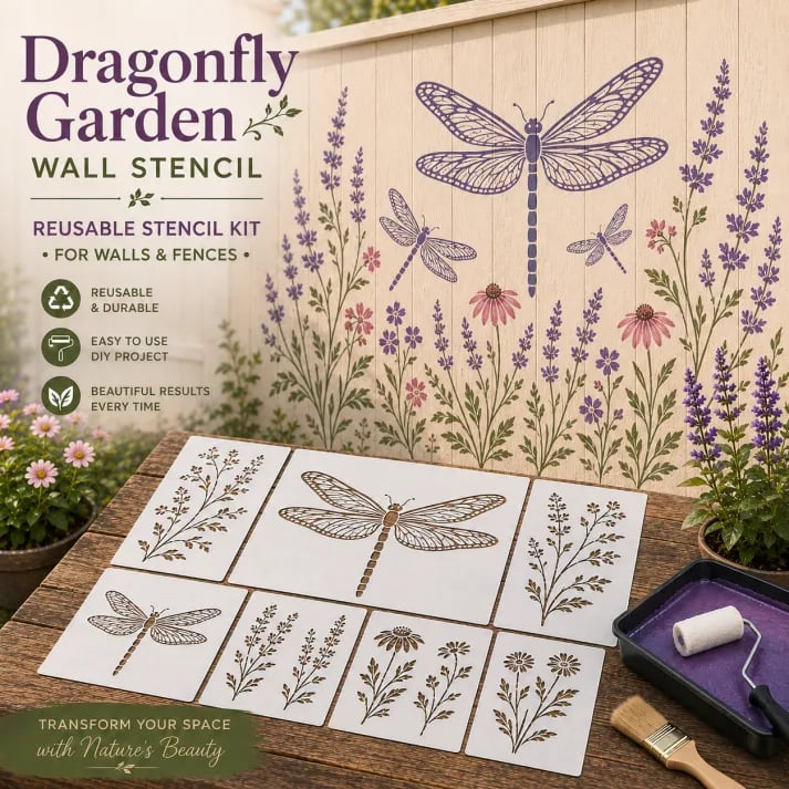Garden Wall Stencil – Reusable DIY Template for Walls, Fences & Patios