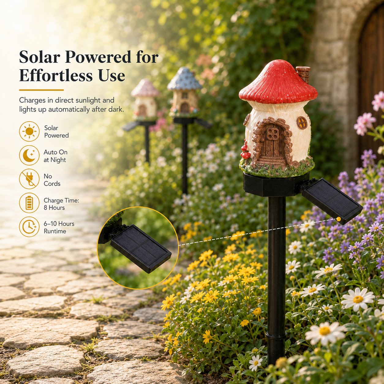 Solar Fairy-Tale Mushroom Cottage Garden Light – Magical LED Outdoor Decor for Gardens, Pathways & Cozy Backyard Spaces 🍄✨