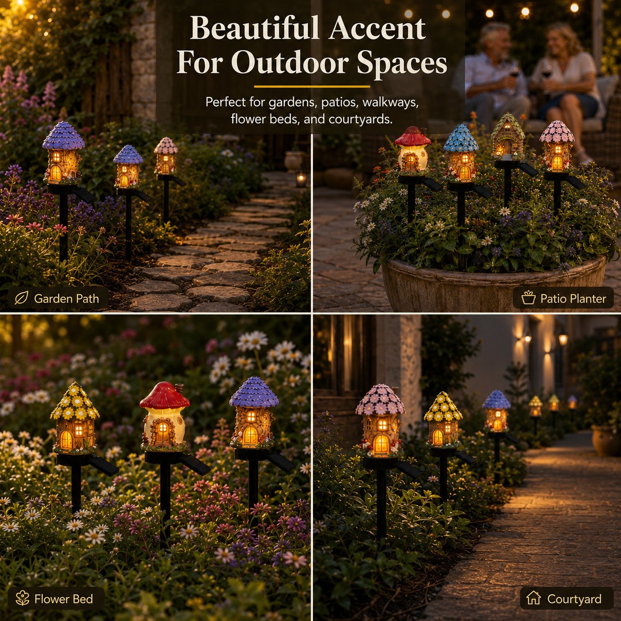 Solar Fairy-Tale Mushroom Cottage Garden Light – Magical LED Outdoor Decor for Gardens, Pathways & Cozy Backyard Spaces 🍄✨
