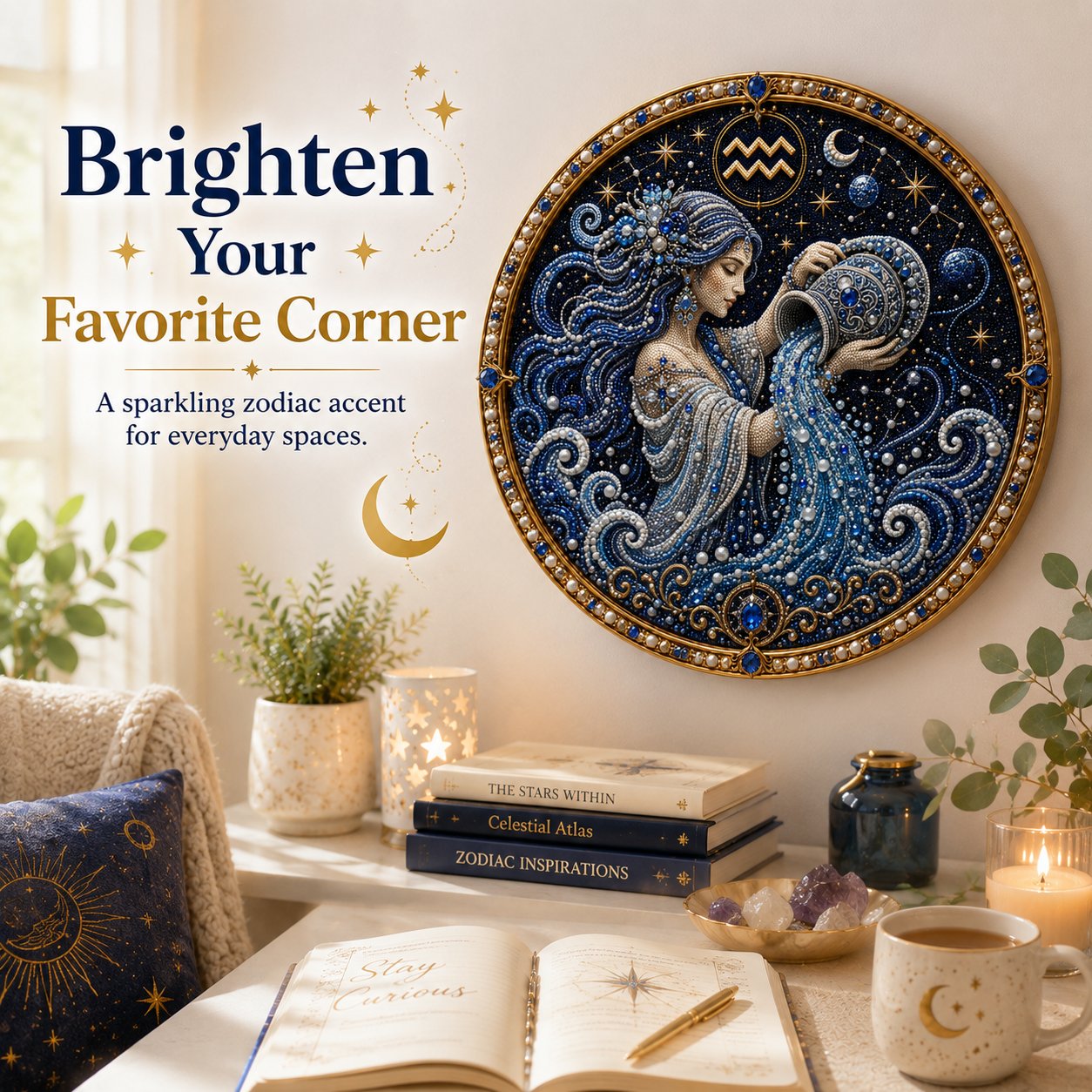 ✨ 12 Star Sign Pearl Mosaic Art Kit – Personalised Zodiac DIY Craft For Astrology Lovers