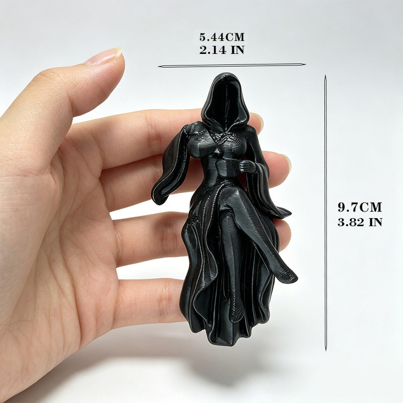 Lady Grim Reaper Sculpture – Gothic Hooded Figurine