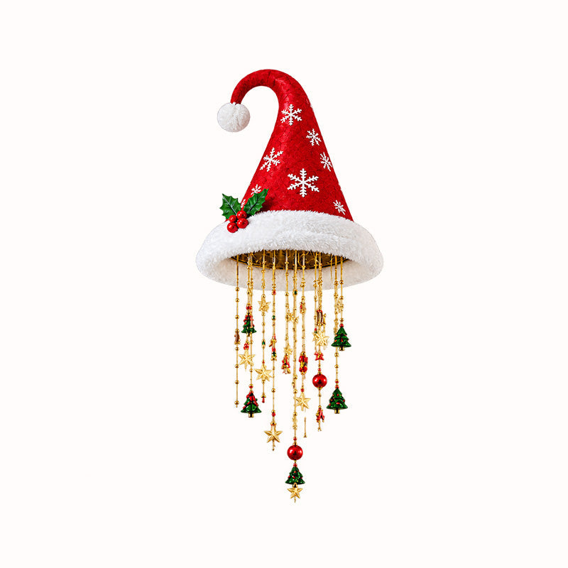 🎅 Light‑Up Christmas Hat Pendant Light, Festive LED Hanging Decoration For Home & Xmas Tree