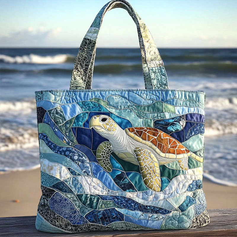 Cosy Quilted Turtle Haven Shopper Tote Bag For Summer & Daily Errands