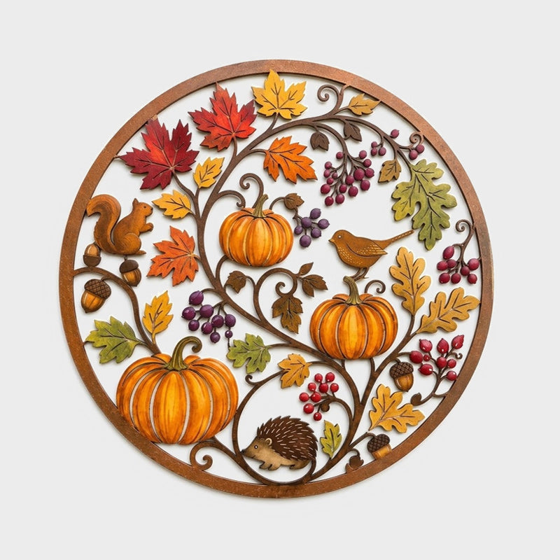 🍂Autumn Pumpkin & Wildlife Animal Metal Sign | Rustic Wall Home Decor