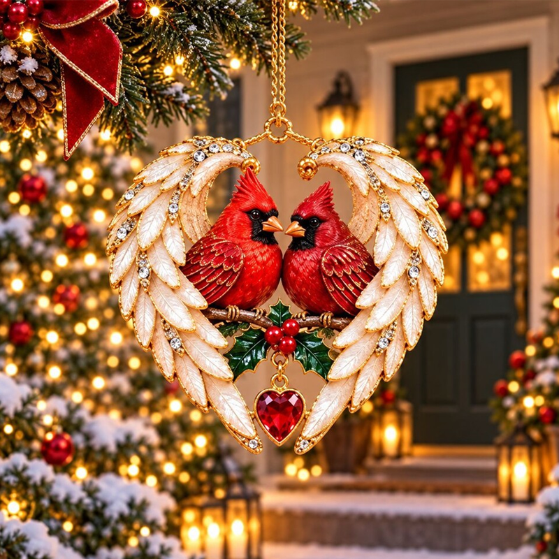 🎄Heart Angel Wing Christmas Bird Ornament, Festive Hanging Decoration for Christmas Tree