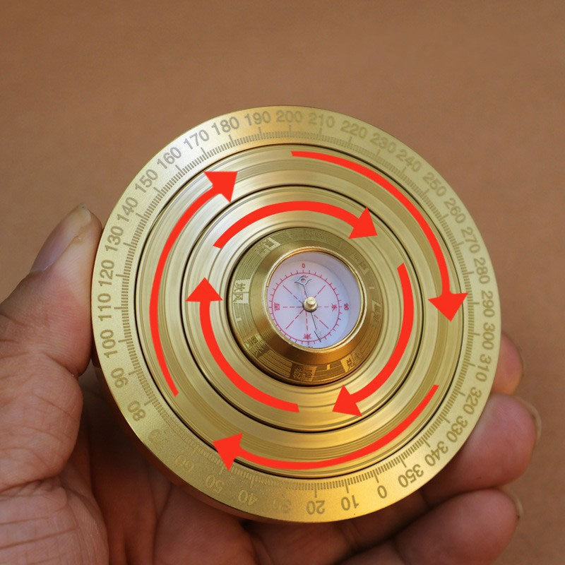 🧭 Brass Multi‑Ring Compass Ornament – Smooth Rotating Vintage Desktop Decor