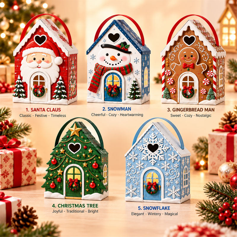 Christmas Cottage Handle Gift Box – 3D Festive Candy & Cookie Gift Packaging Box