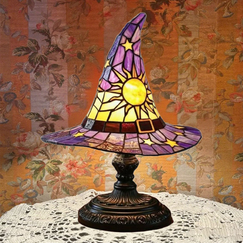 Enchanting Stained Glass Witch Hat Night Lamp | Magical Warm Home Glow 🧙‍♀️