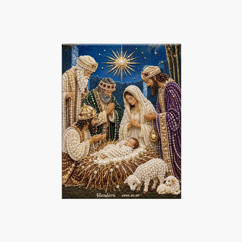 Christmas Nativity Scene Crystal Art Hanging Kit – Traditional Birth Of Jesus DIY Craft, Religious Seasonal Wall Home Decor