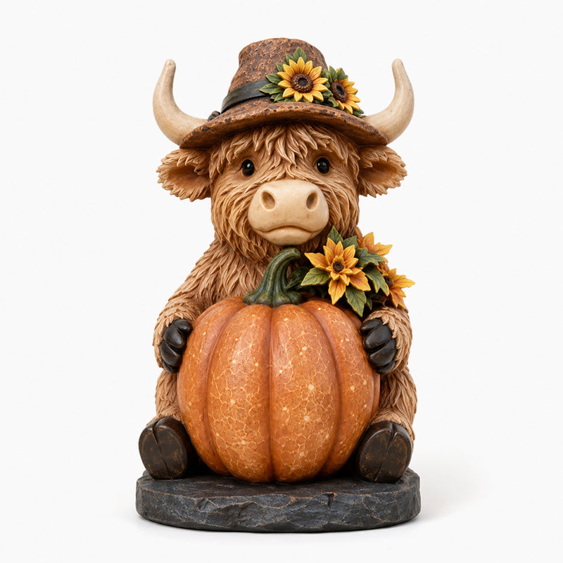 Highland Cow Pumpkin Solar Garden Light