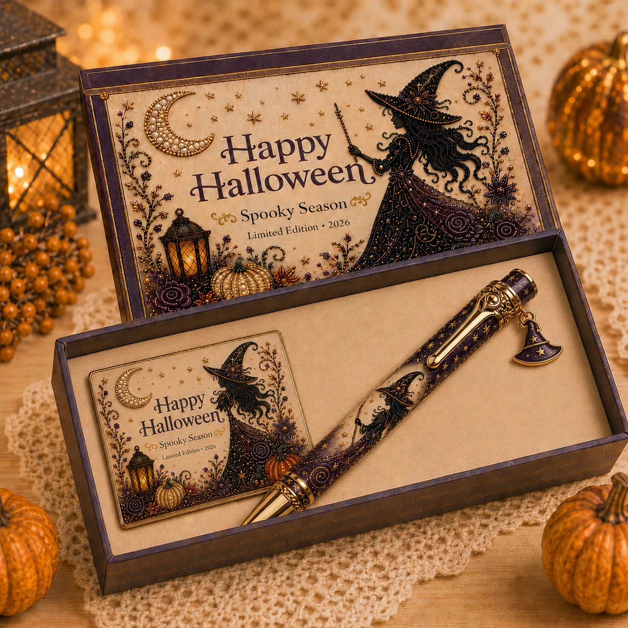 🎃 Halloween Whimsical Pen Gift Set | Decorative Pen, Keepsake Card & Luxury Gift Box, 3 Limited‑Edition Designs ✨