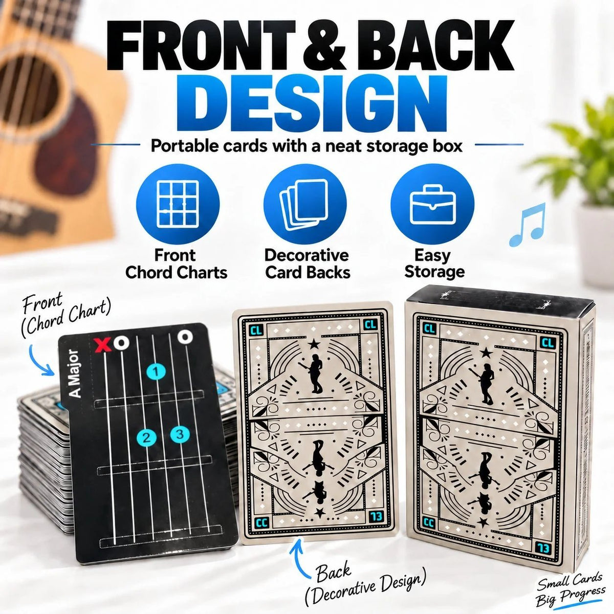 🎸✨15-Piece Guitar Chord Learning Cards