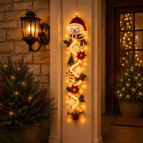 🎄 Light‑Up Glowing Christmas Door Hanger ✨ Festive Home Decor