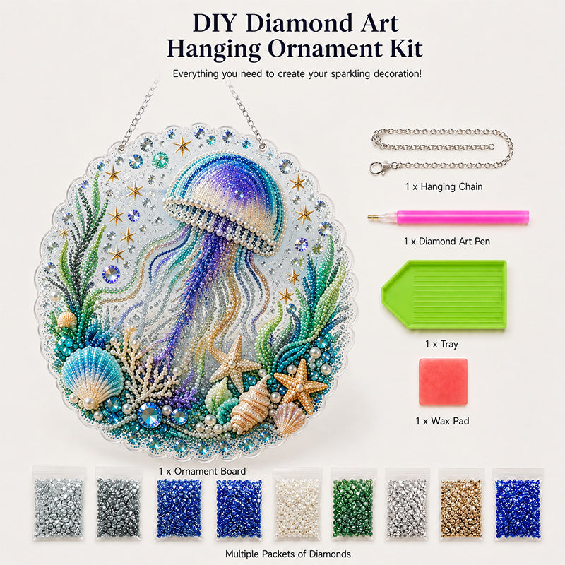 Handmade DIY Ocean Diamond Art Acrylic Hanging Plaque, Coastal Seaside Window Wall Decor For UK Homes