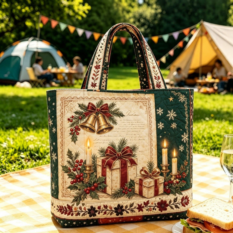 Vintage Santa Christmas Print Tote Bag | Festive Re‑usable Shopper
