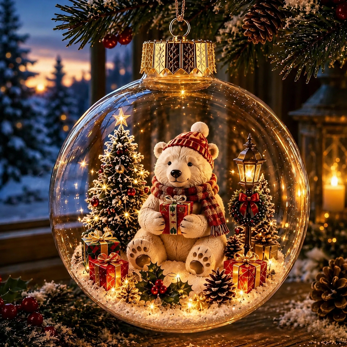 ✨ Animal‑Themed Christmas Crystal Ball | Festive Light‑Up Winter Globe Ornament