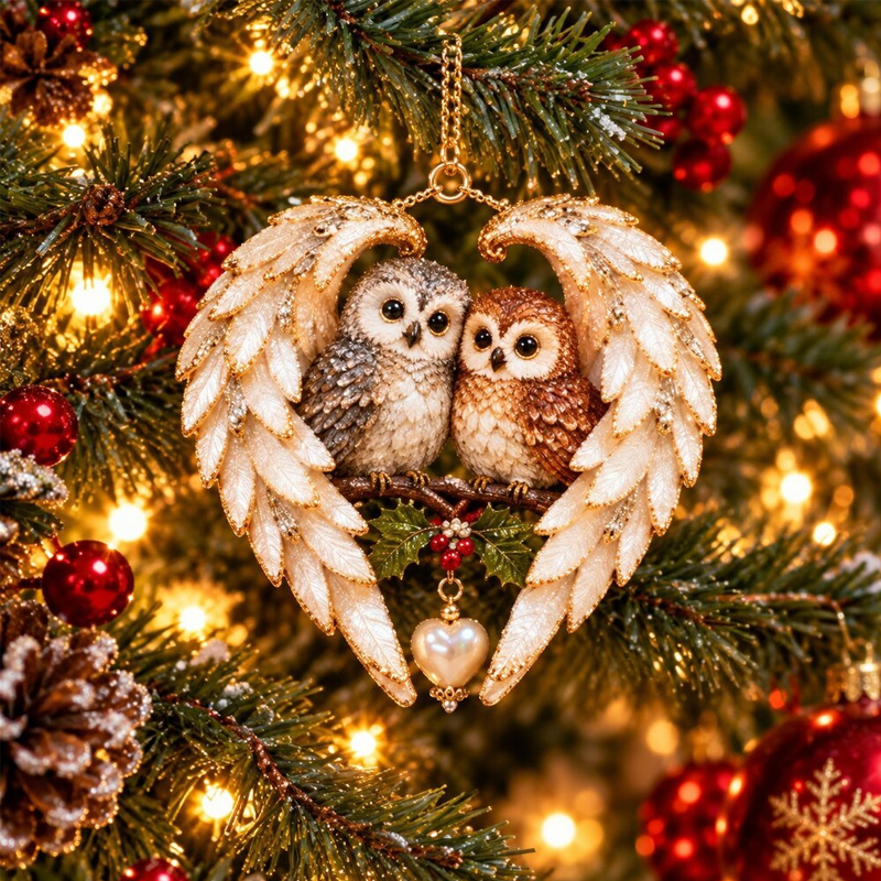 🎄Heart Angel Wing Christmas Bird Ornament, Festive Hanging Decoration for Christmas Tree