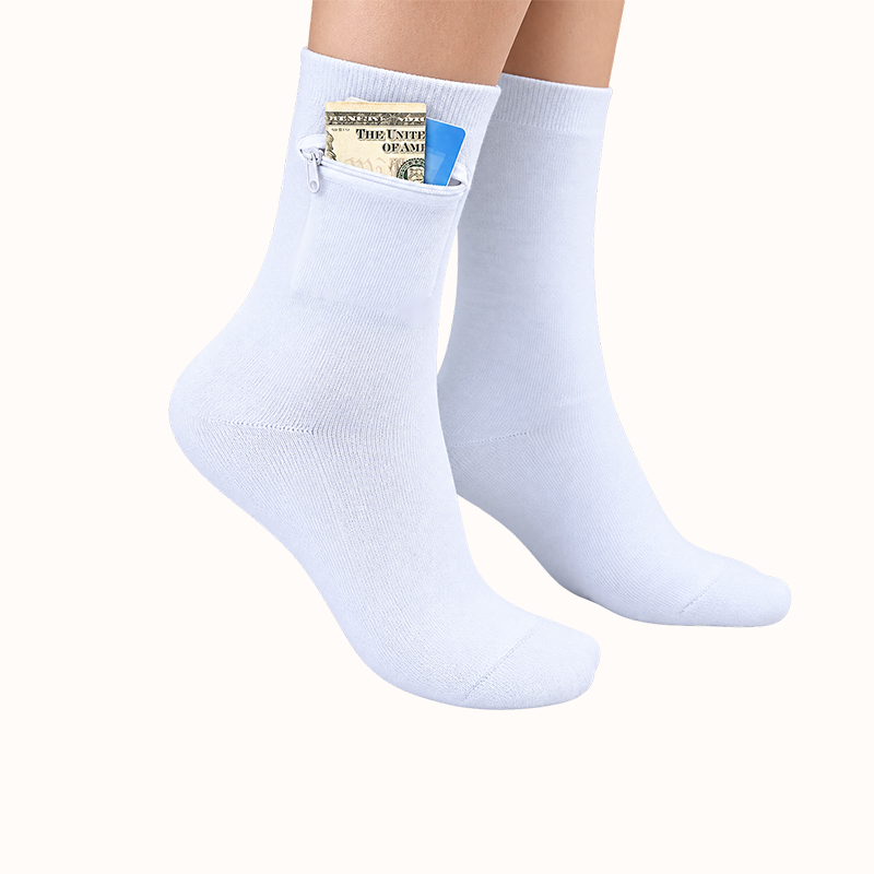 Travel Socks with Hidden Zipper Pocket – Anti-Theft Security Pocket for Cash & Cards