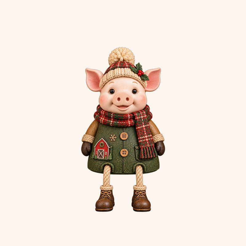 Rustic Farm Animal Christmas Dangly‑Leg Figurine | Festive Shelf & Mantel Ornament