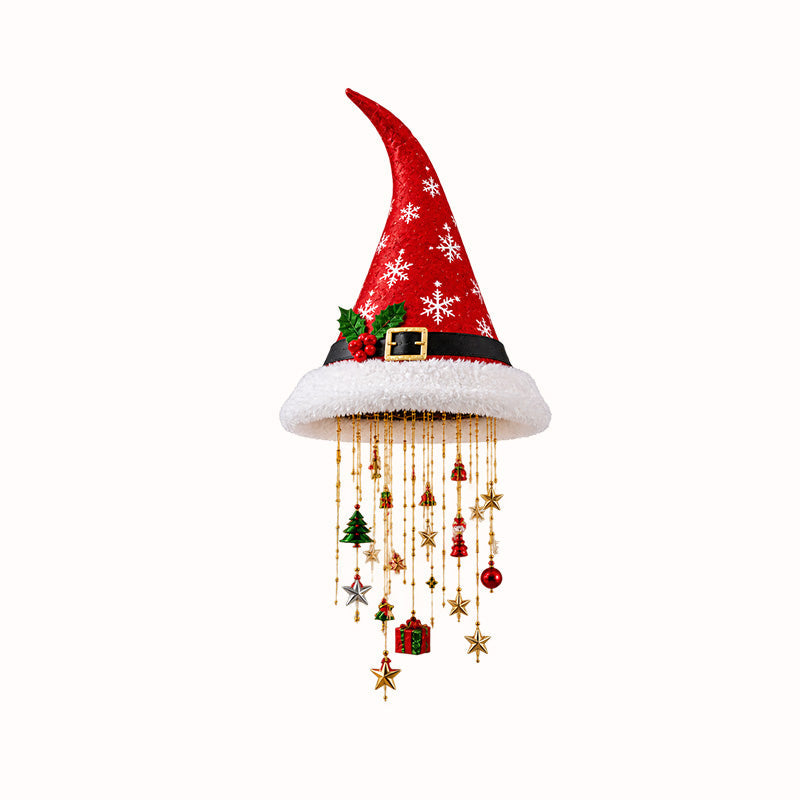 🎅 Light‑Up Christmas Hat Pendant Light, Festive LED Hanging Decoration For Home & Xmas Tree