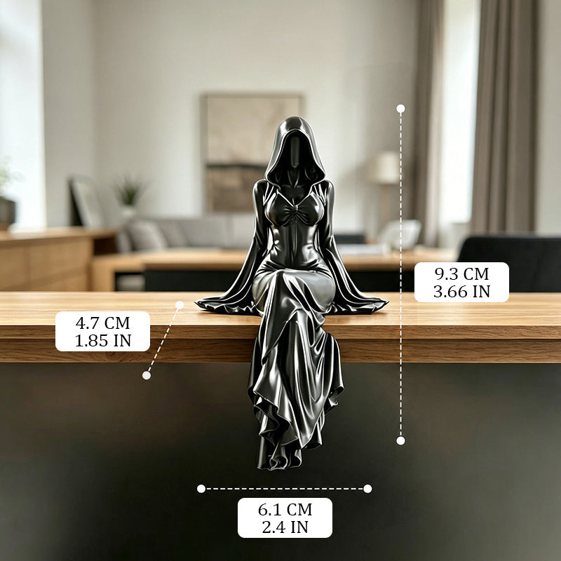Lady Grim Reaper Sculpture – Gothic Hooded Figurine